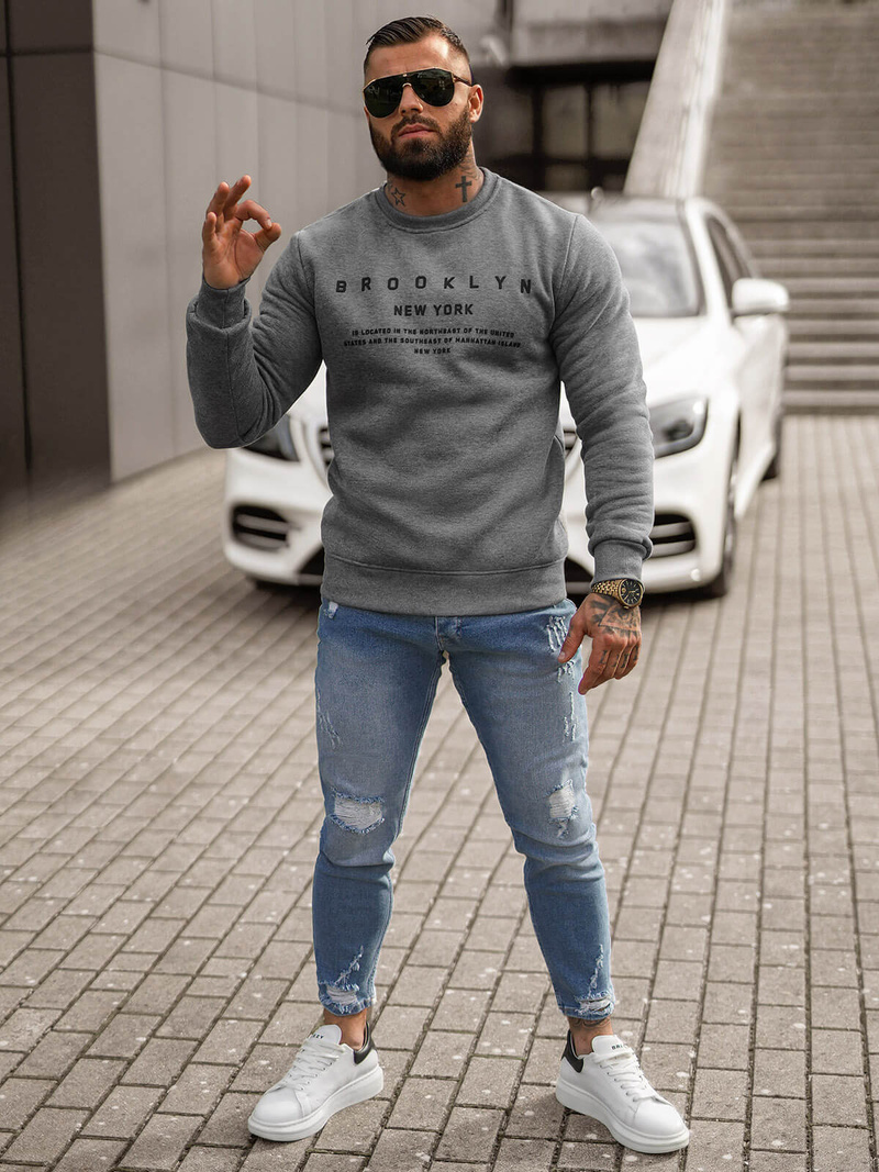 Bluza męska grafitowa OZONEE JS/8B1360/5