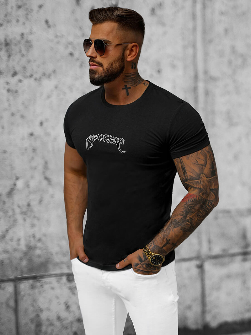 T-shirt męski czarny OZONEE O/T108/3Z