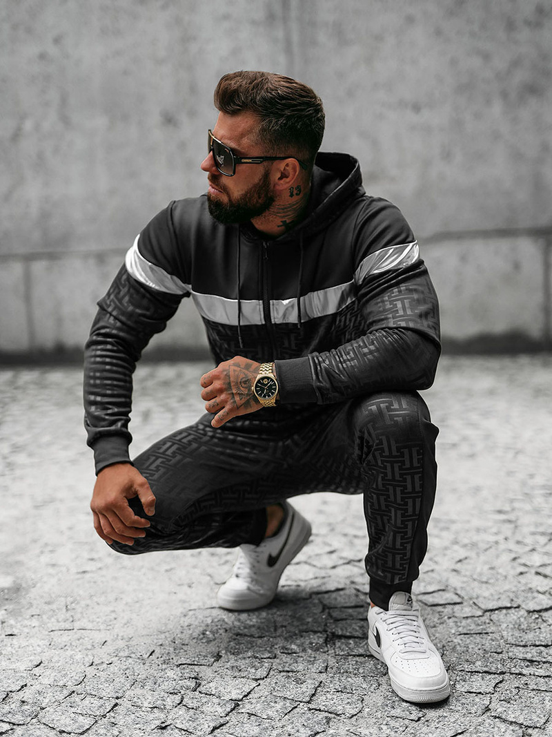 Komplet dresowy męski czarny OZONEE O/3A73