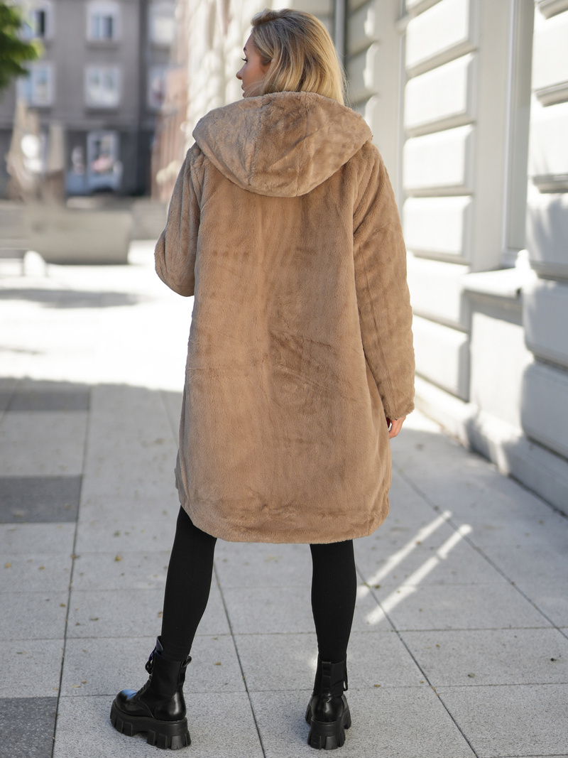 Kurtka zimowa damska długa pikowana czarna OZONEE JS/5M3352/392