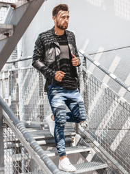 Spodnie jeans jogger męskie ciemno-niebieskie OZONEE G/1067