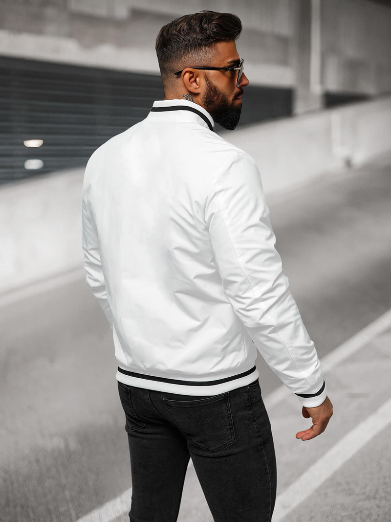 Kurtka męska bomberka biała OZONEE JS/84M3034/281