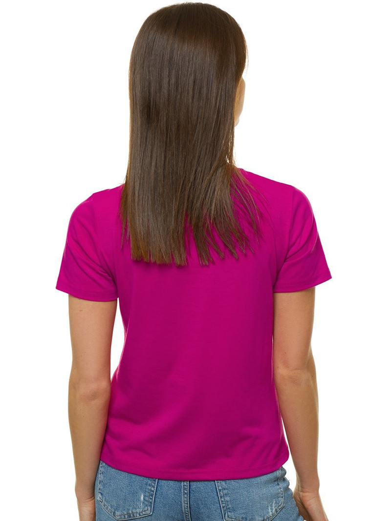 T-Shirt damski bez nadruku ciemno-różowy OZONEE JS/SD211/111