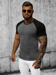 T-shirt męski grafitowo-czarny OZONEE JS/8T82/6Z