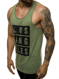 Koszulka bez rękawów męska z nadrukiem zielona OZONEE 724T