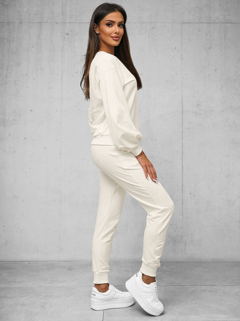 Komplet dresowy dwuczęściowy damski ecru OZONEE O/12113Z
