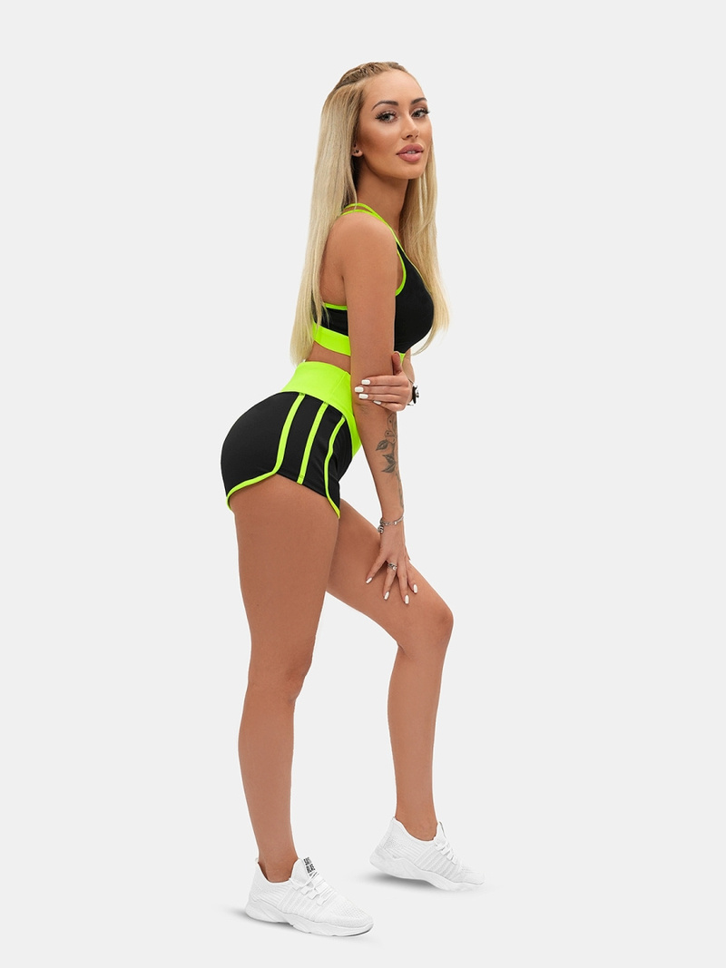 Komplet sportowy dwuczęściowy damski czarno-żółto-neonowy OZONEE O/XL011/26Z