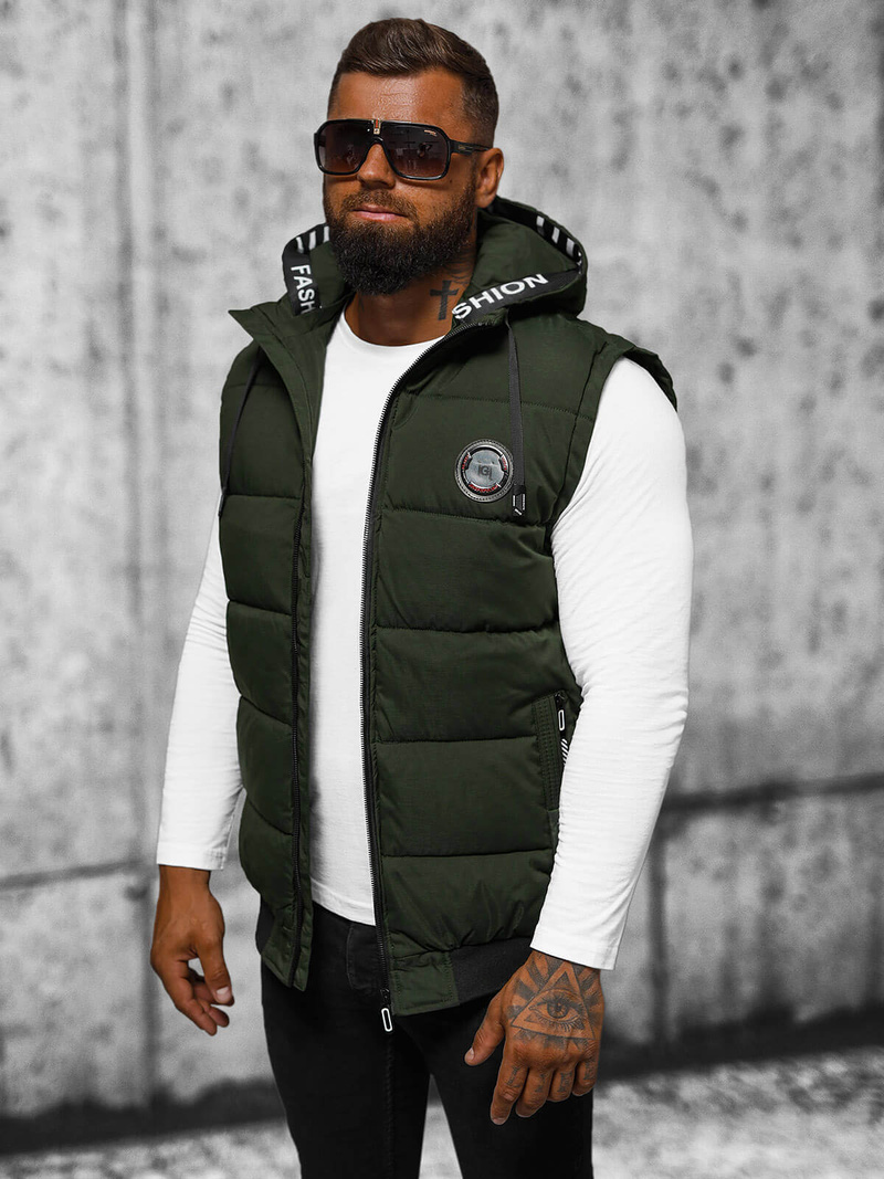 Kamizelka męska z kapturem zielona OZONEE JS/84M3028/136/X