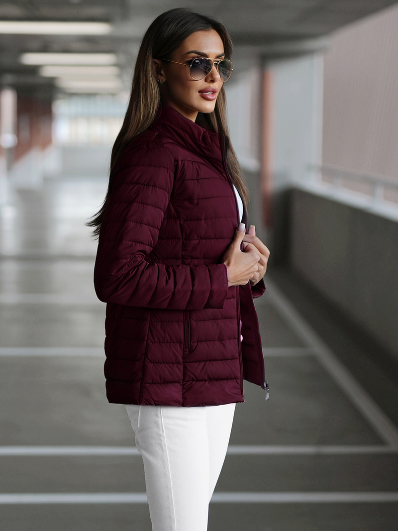Kurtka damska pikowana ciemno-bordowa OZONEE JS/16M9109/01Z