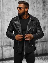 Kurtka skórzana męska ramoneska czarna OZONEE JS/11Z8026