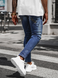 Spodnie jeansowe męskie ciemno-niebieskie OZONEE NB/MP0025B