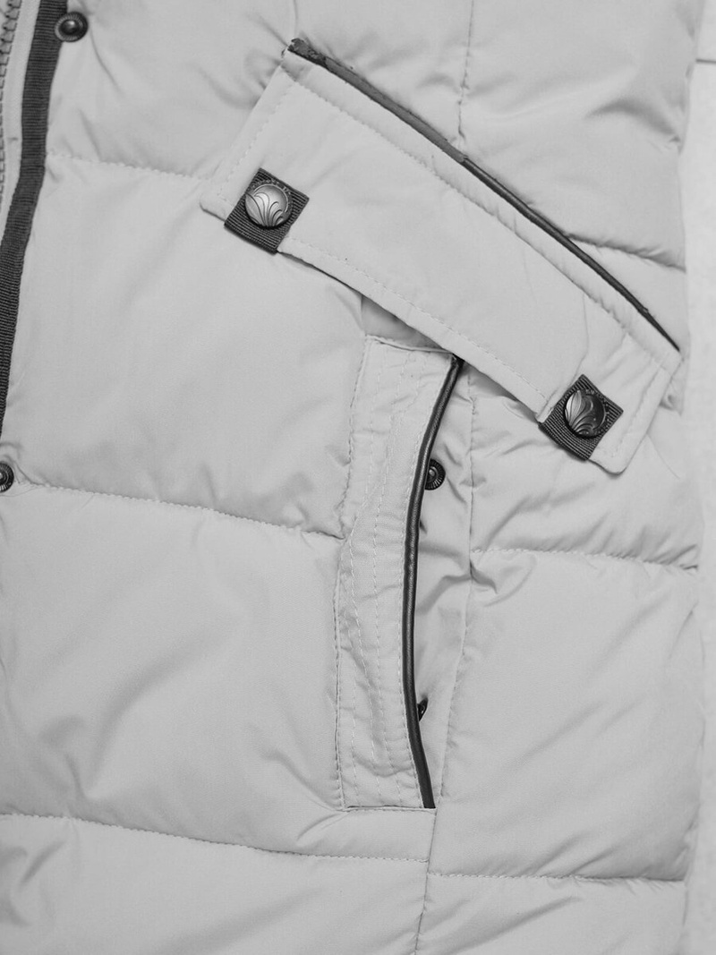 Kurtka zimowa damska długa pikowana szara OZONEE O/W377