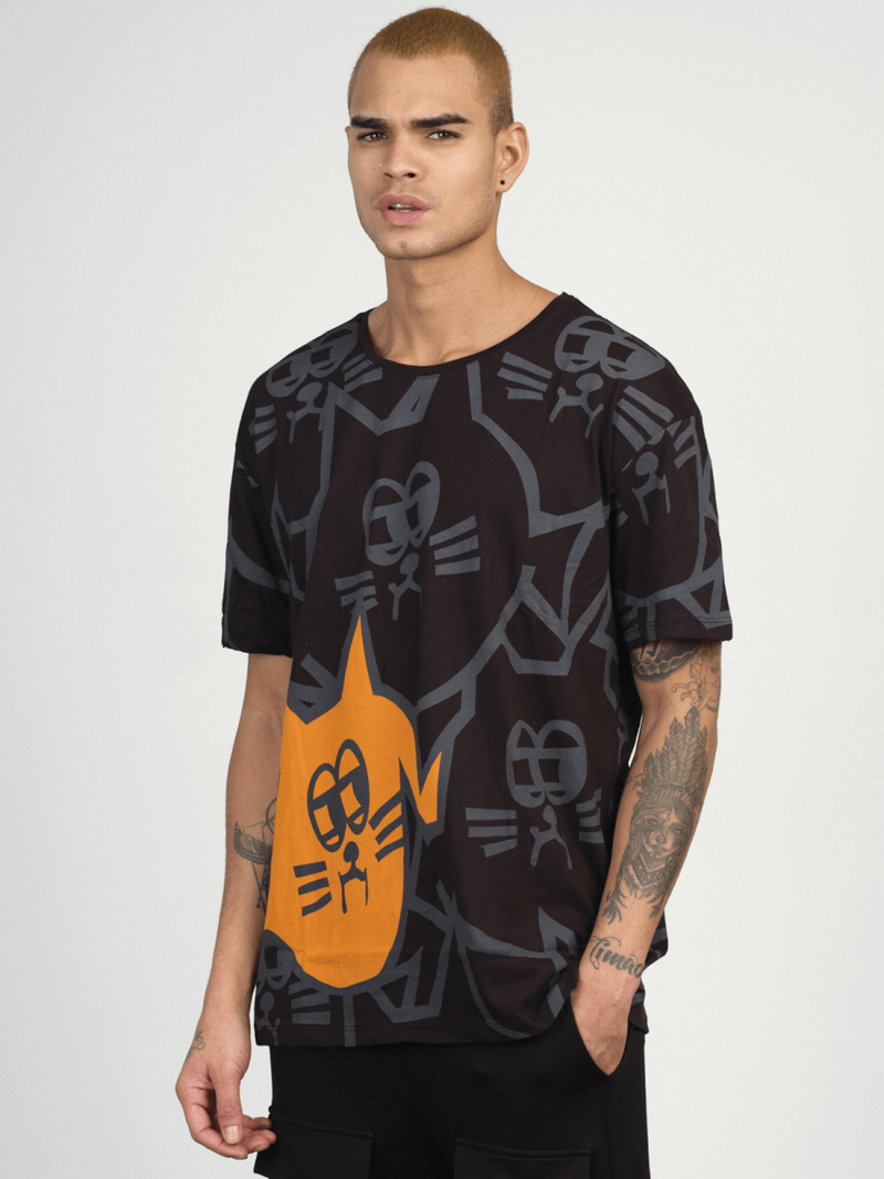 T-Shirt męski z nadrukiem czarny OZONEE MR/21535