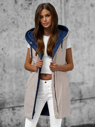 Kamizelka damska dwustronna długa z kapturem granatowa OZONEE JS/16M9065/215