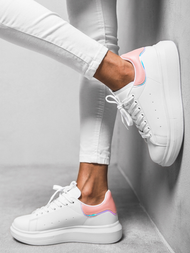 Sneakersy damskie biało-różowe OZONEE T/126