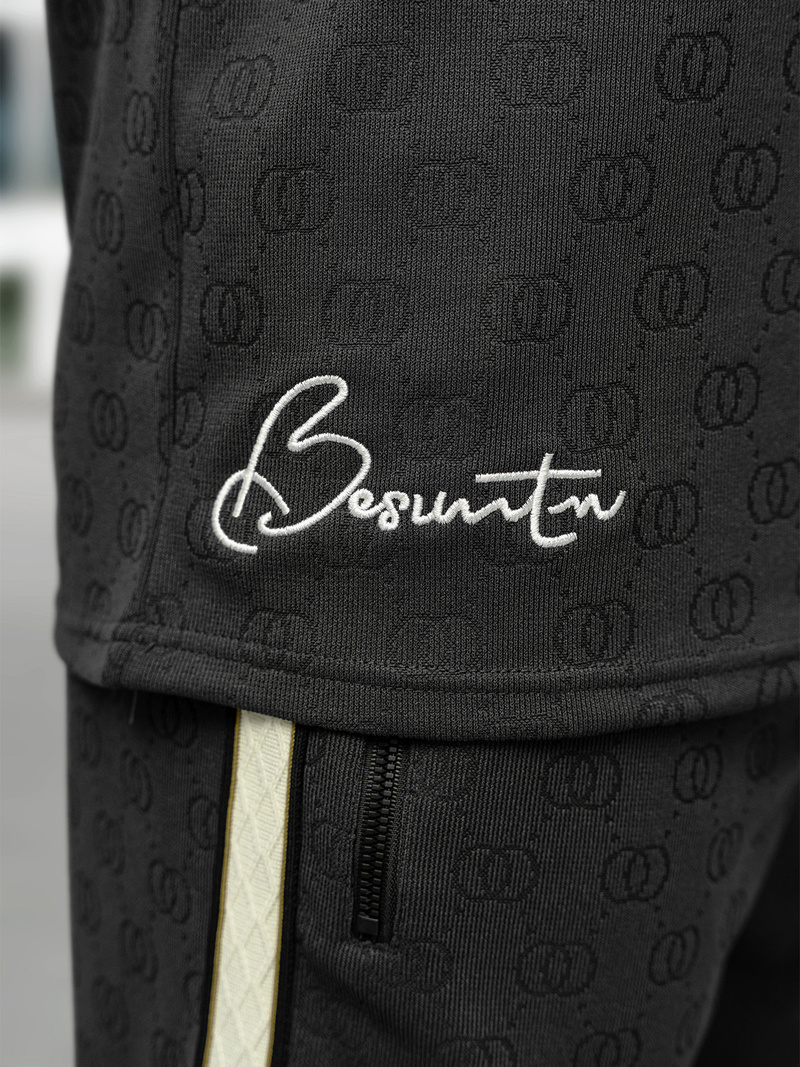 Komplet dresowy męski krótki ciemno-grafitowy OZONEE O/QQ1621AB