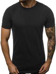 T-Shirt męski bez nadruku czarny OZONEE O/1256/20