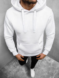 Bluza męska z kapturem kangurka biała OZONEE O/11038