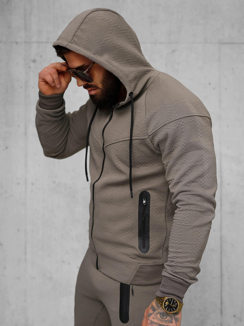 Komplet dresowy męski beżowo-szary OZONEE O/FF3705AB