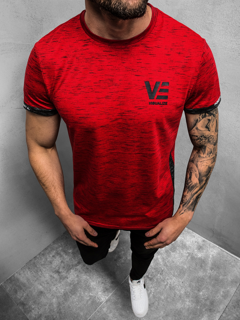 T-Shirt męski czerwony OZONEE JS/SS11123Z