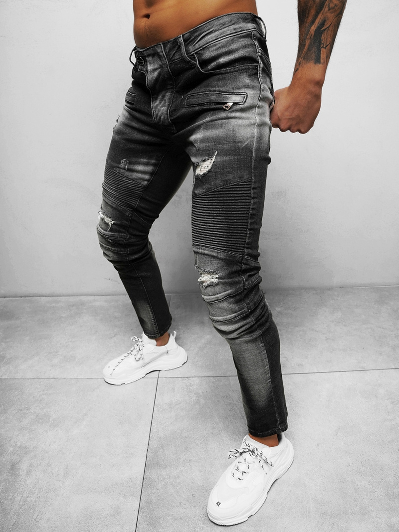 Spodnie jeansowe męskie czarne OZONEE NB/MP0030N