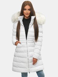 Kurtka zimowa damska z futerkiem biała OZONEE JS/M753/281