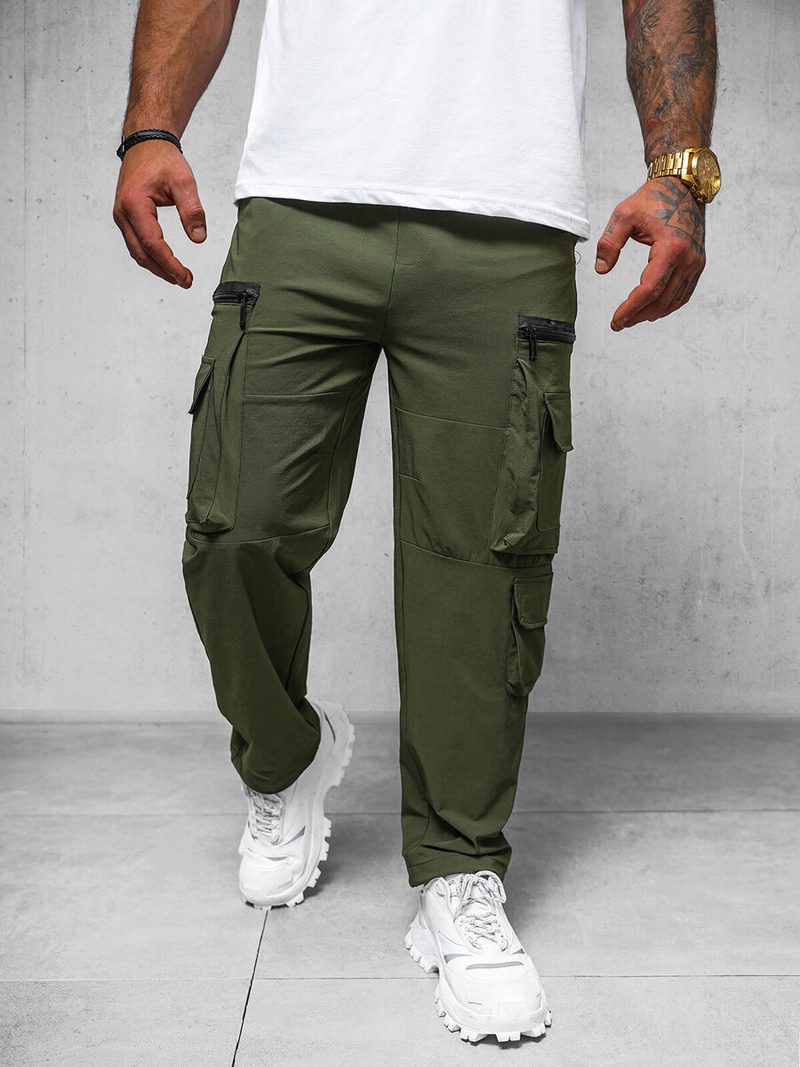 Spodnie męskie cargo wide leg khaki OZONEE O/PS5526