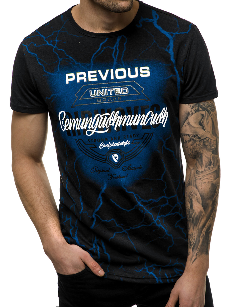 T-Shirt męski czarny OZONEE JS/SS10962