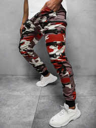 Spodnie męskie chino joggery bordowo-beżowe OZONEE G/11132