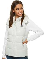 Kamizelka damska pikowana z kapturem biała OZONEE O/SW025/10