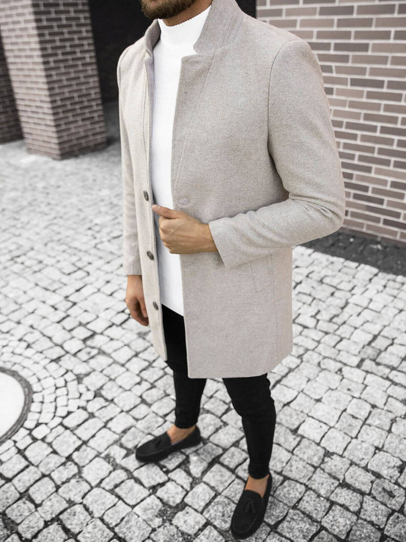 Płaszcz męski jasno-beżowy OZONEE O/5628