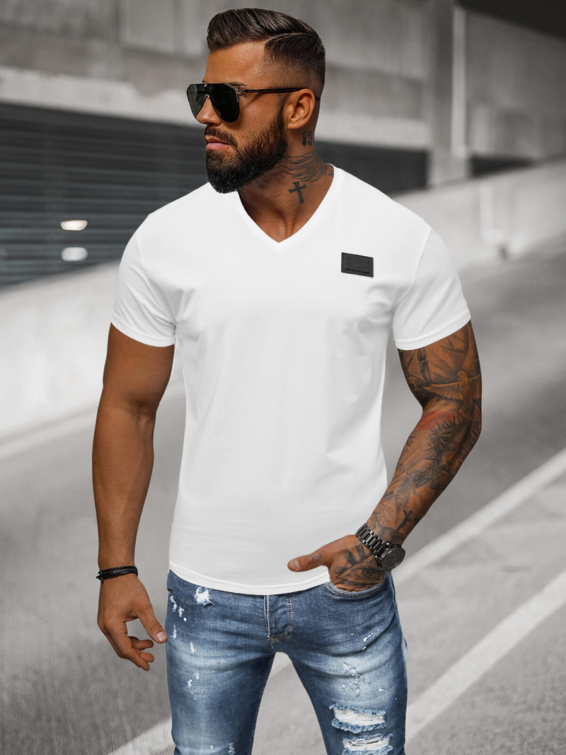 T-shirt męski slim fit biały OZONEE NB/MT3030Z