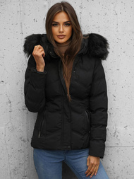 Kurtka zimowa damska z futerkiem czarna OZONEE JS/M9057/392Z