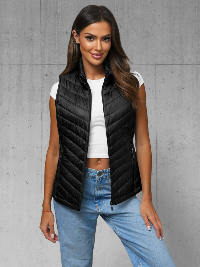 Стьобаний жіночий жилет чорний OZONEE JS/16M9063/392