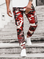 Spodnie męskie chino joggery bordowo-beżowe OZONEE O/11102