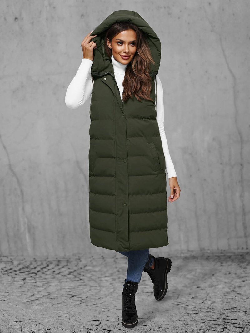 Стьобаний жіночий жилет Темно-Зелена OZONEE JS/5M3157/136