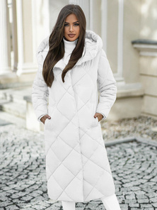 Kurtka zimowa damska długa pikowana biała OZONEE JS/5M3173/281Z