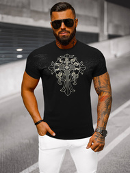 T-shirt męski slim fit czarny OZONEE NB/MT3037Z
