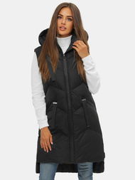 Стьобаний жіночий жилет чорний OZONEE JS/M788/392