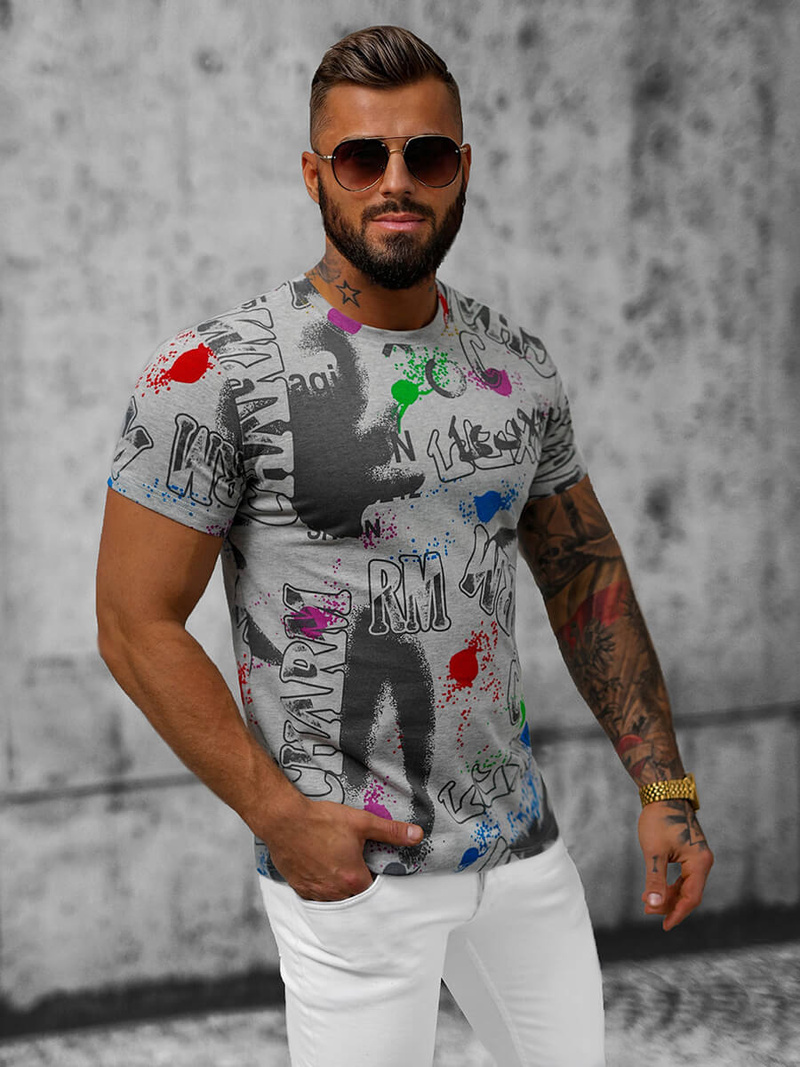 T-shirt męski szary OZONEE JS/8T967
