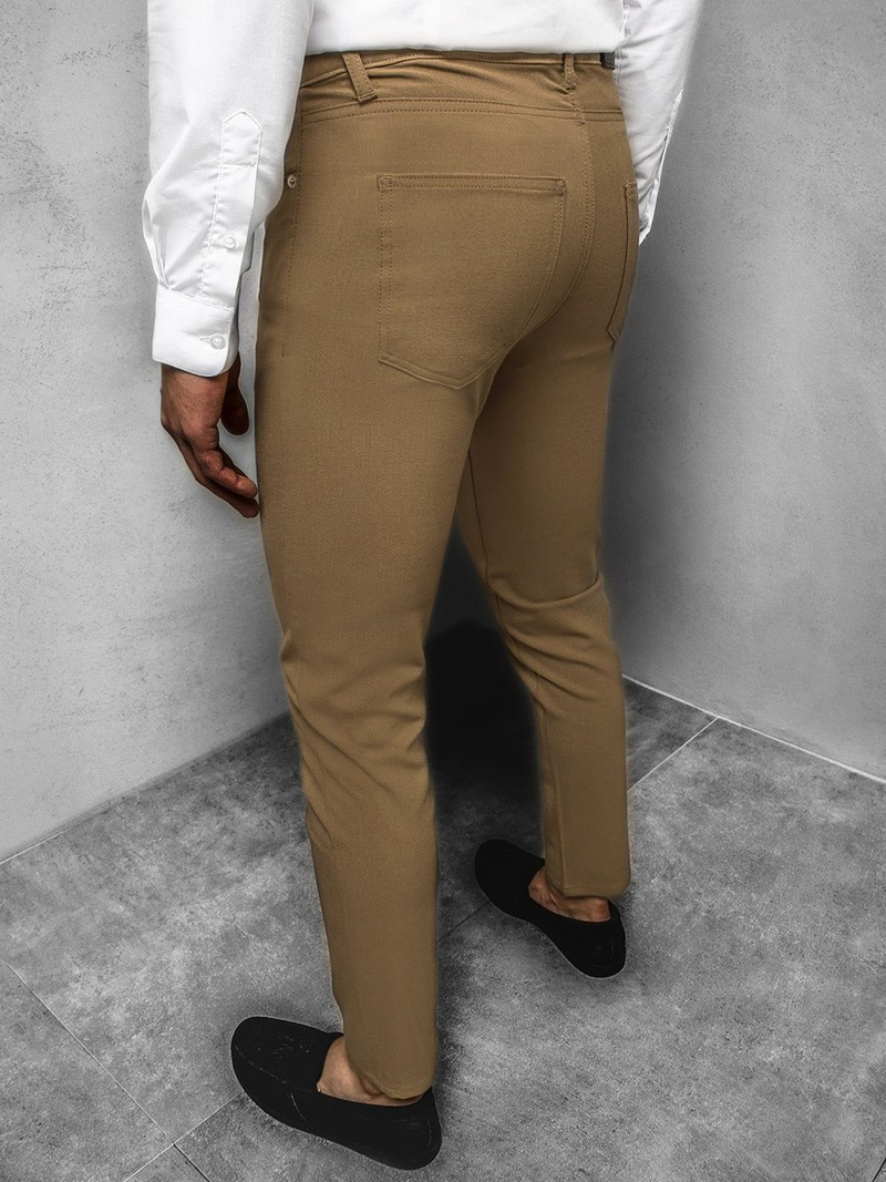 Spodnie męskie chino materiałowe camelowe OZONEE DJ/5612