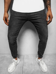 Spodnie jeansowe joggery męskie czarne OZONEE DJ/5672
