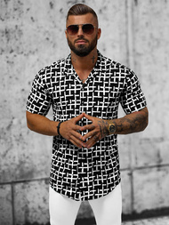 Сорочка чоловіча з коротким рукавом Чорно-Бiла OZONEE E/1400/28Z