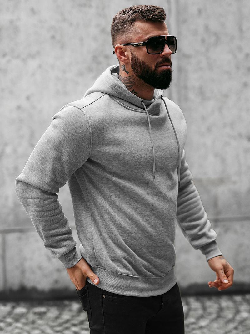 Bluza z kapturem męska szara OZONEE O/8B156/2