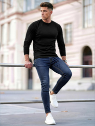 Spodnie jeansowe męskie slim fit ciemno-niebieskie OZONEE O/JK2951Z