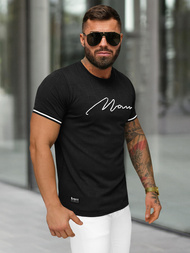 T-shirt męski slim fit czarny OZONEE O/QS11628