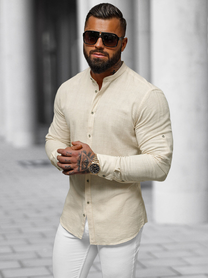 Koszula męska beżowa OZONEE O/V88