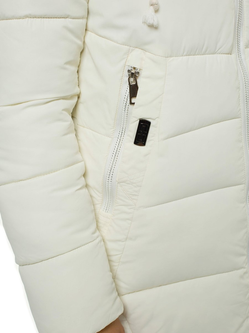 Kurtka zimowa damska parka z futerkiem ecru OZONEE O/SW028/10