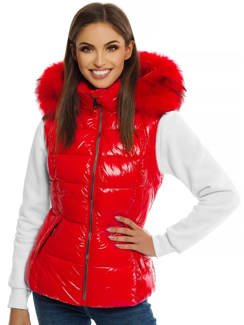 Стьобаний жіночий жилет червоний OZONEE O/DK027/4