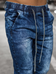Spodnie jeansowe joggery męskie niebieskie OZONEE DR/TF073
